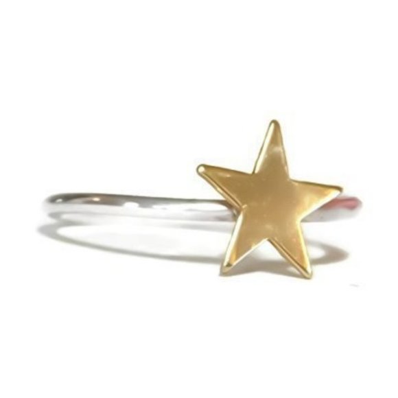 925 Sterling Silver & 14K Gold Filled STAR Ring size 5 - Picture 13 of 14